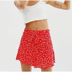 Zara EUC High Waist Ruffle Mini Skort With Ties Black Size S